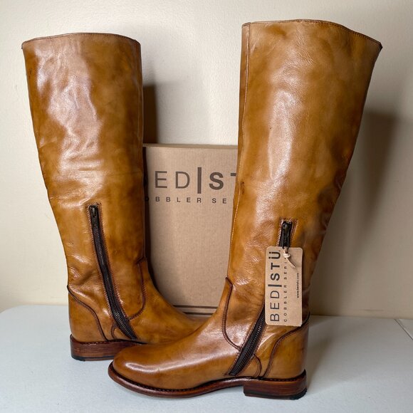 BED STU Tess Tan Distressed Leather Tall Riding Boots BEDSTU Size 8 - Picture 4 of 16